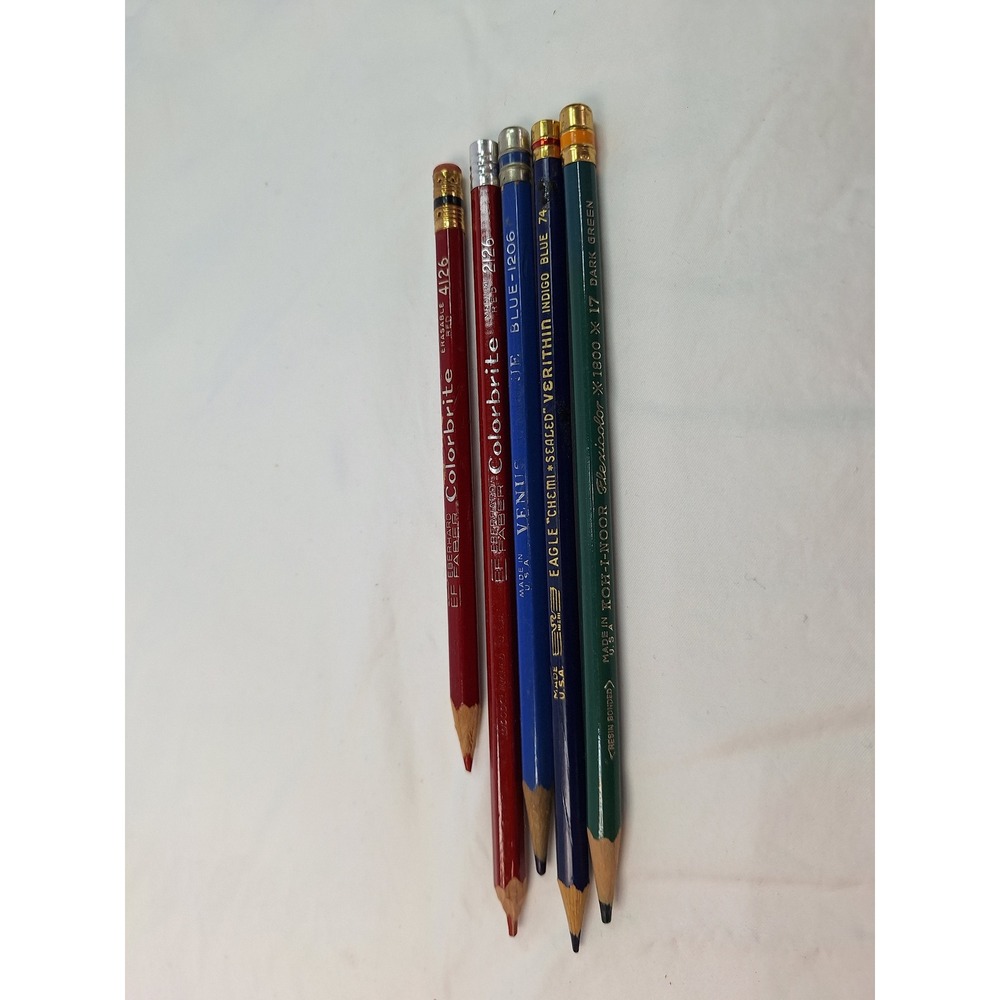Vintage Eberhard Faber Eagle Venus Koh-I-Noor Colored Pencils Lot of 5 USA Made